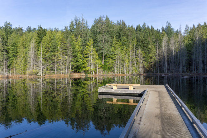 The dock at Whyte Lake in West Vancouver, an easy hike