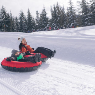 Snow tubing at the Bubly Tube Park in Whistler