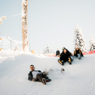 Sledding at Grouse Mountain in Vancouver