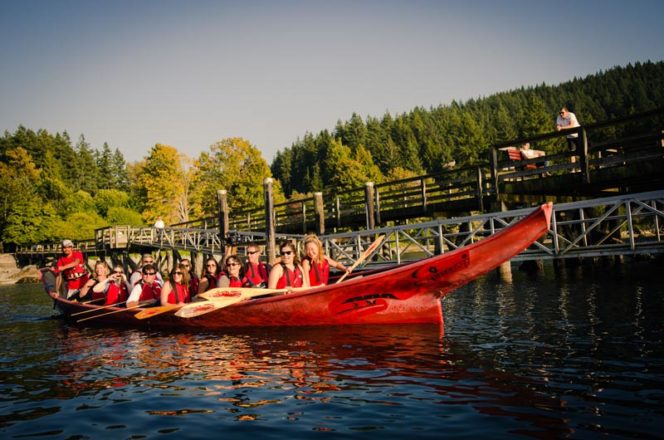Traditional cedar Tsleil-Waututh Canoe near Vancouver, BC