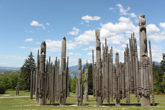 Playground of the Gods sculptures at Burnaby Mountain