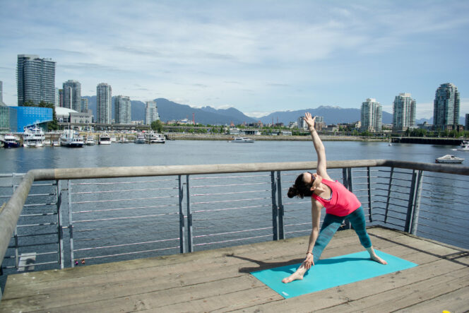 Yoga outside Olympic Village Vancouver