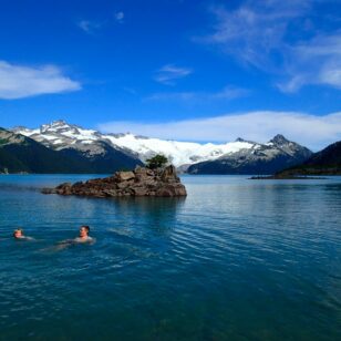 Swimmers in Garibaldi Lake