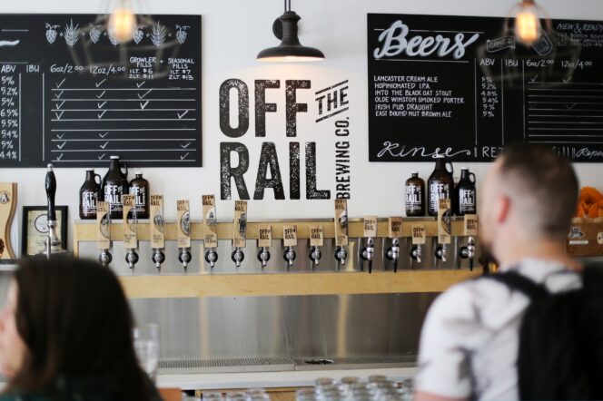 Taps at Off the Rail Brewing in East Vancouver