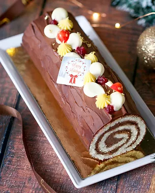 Traditional yule log from Faubourg Bakery