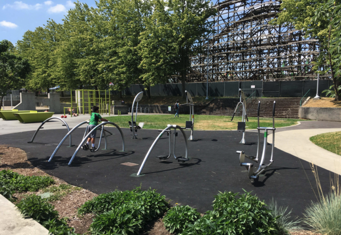 Outdoor fitness equipment at Hastings Park in Vancouver