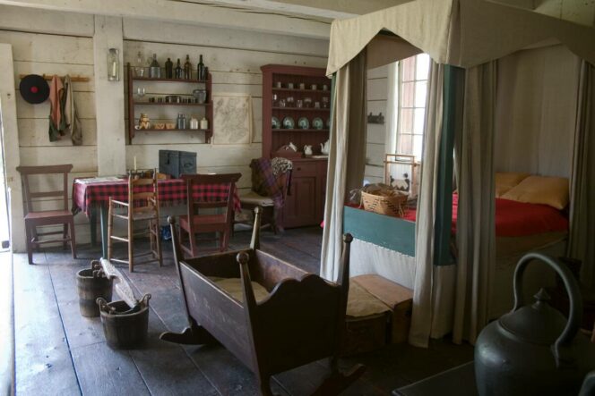 Interior of a heritage building at Fort Langley National Historic Site