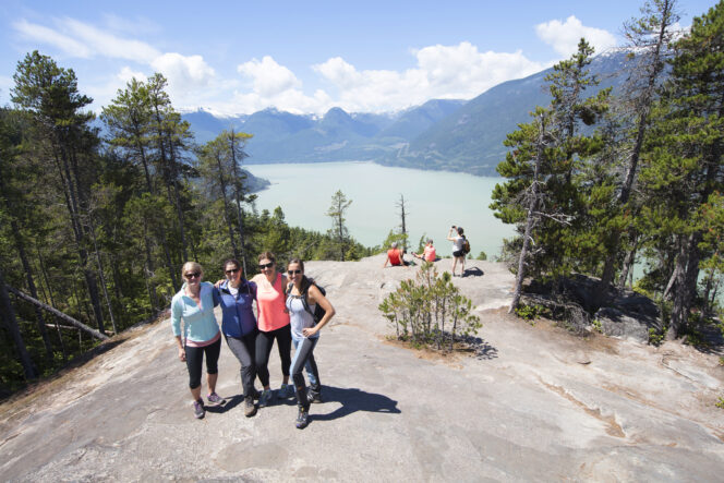 Hikers on the Sea to Summit Trail at the Sea to Sky Gondola