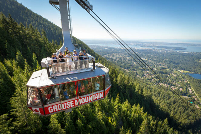 People enjoying the Skyride Surf Adventure at Grouse Mountain