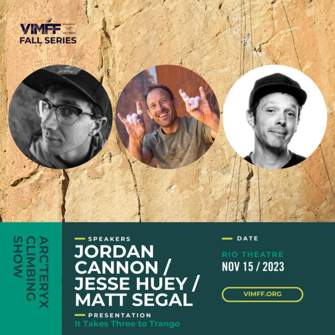 VIMFF Fall Series promo poster for a talk by Jordan Cannon, Jesse Huey, and Matt Segal