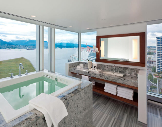 Luxurious bathroom at the Fairmont Pacific Rim