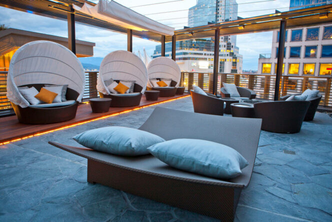 The spa terrace at the Fairmont Pacific Rim Vancouver
