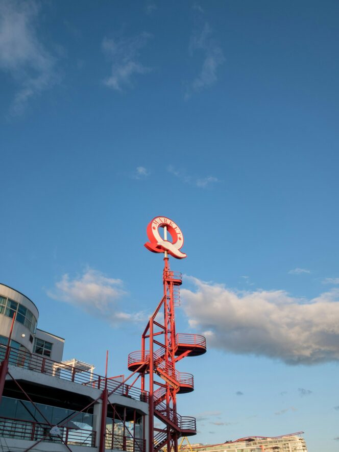 Elevated sign outside the Lonsdale Quay Market