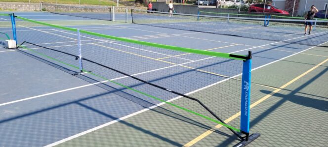 Pickleball nets at Brewers Park in Vancouver
